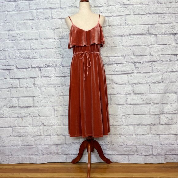 june & hudson Dresses & Skirts - June & Hudson Dark Salmon Velvet Midi Dress